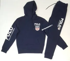 Nwt Polo Ralph Lauren Navy  1967 K-Swiss Pullover Hoodie with Matching Navy 1967 K-Swiss Joggers