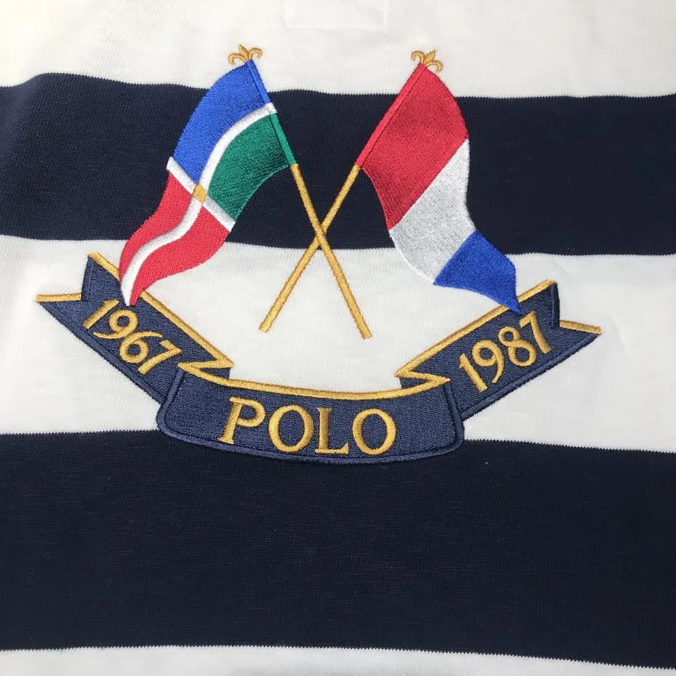 Nwt Polo Ralph Lauren/Navy Cross Flags Stripe Classic Fit Rugby