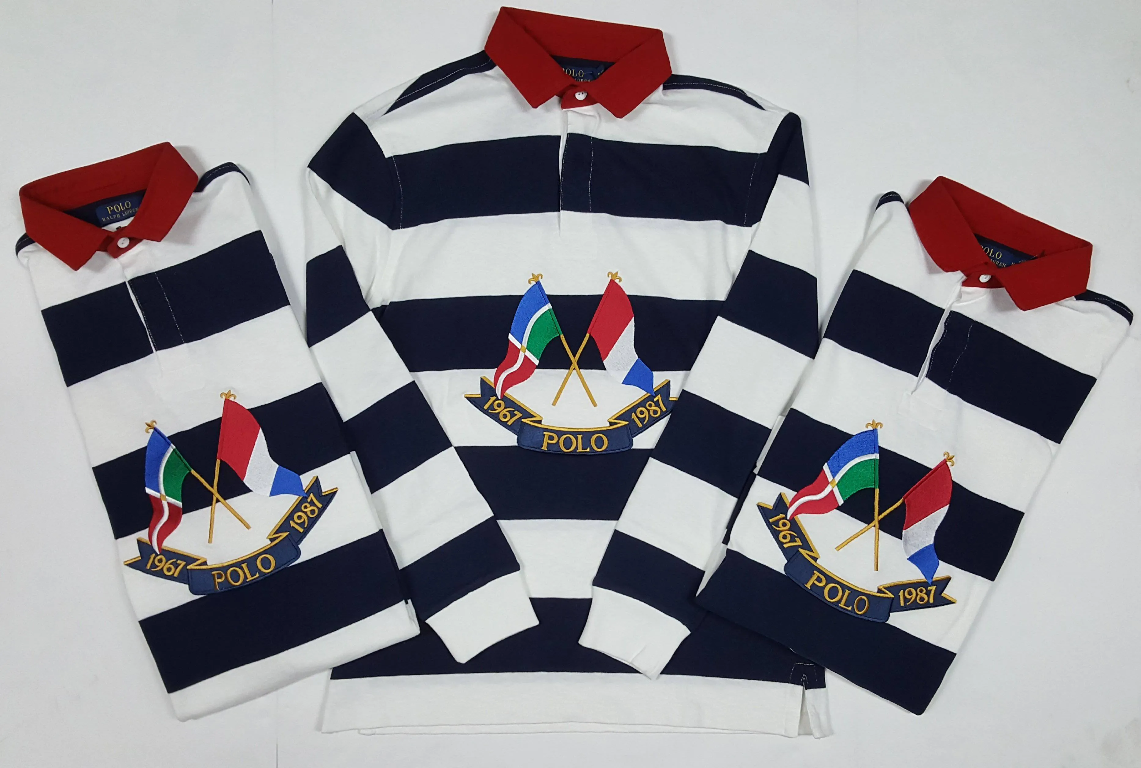 Nwt Polo Ralph Lauren/Navy Cross Flags Stripe Classic Fit Rugby