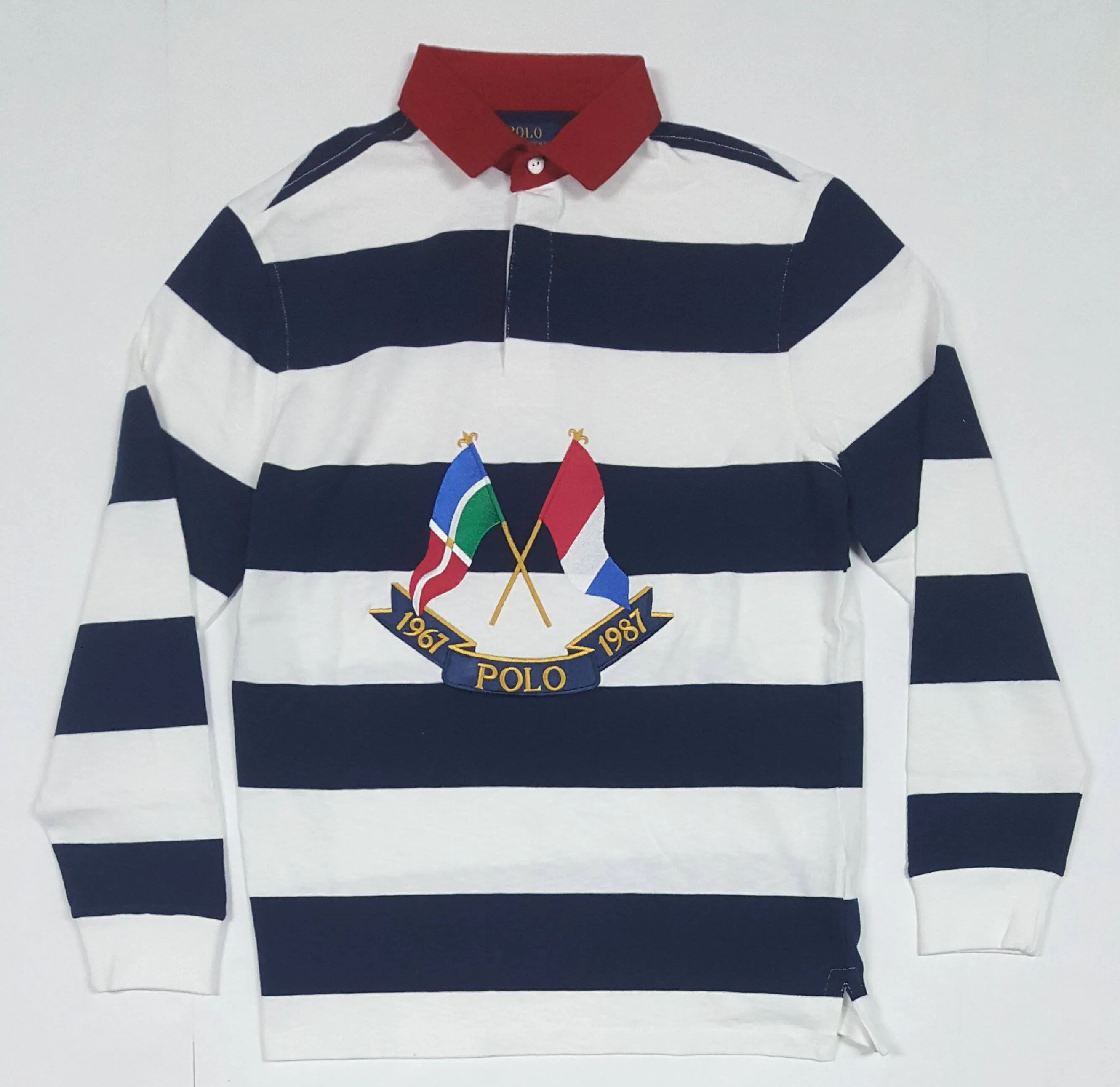 Nwt Polo Ralph Lauren/Navy Cross Flags Stripe Classic Fit Rugby