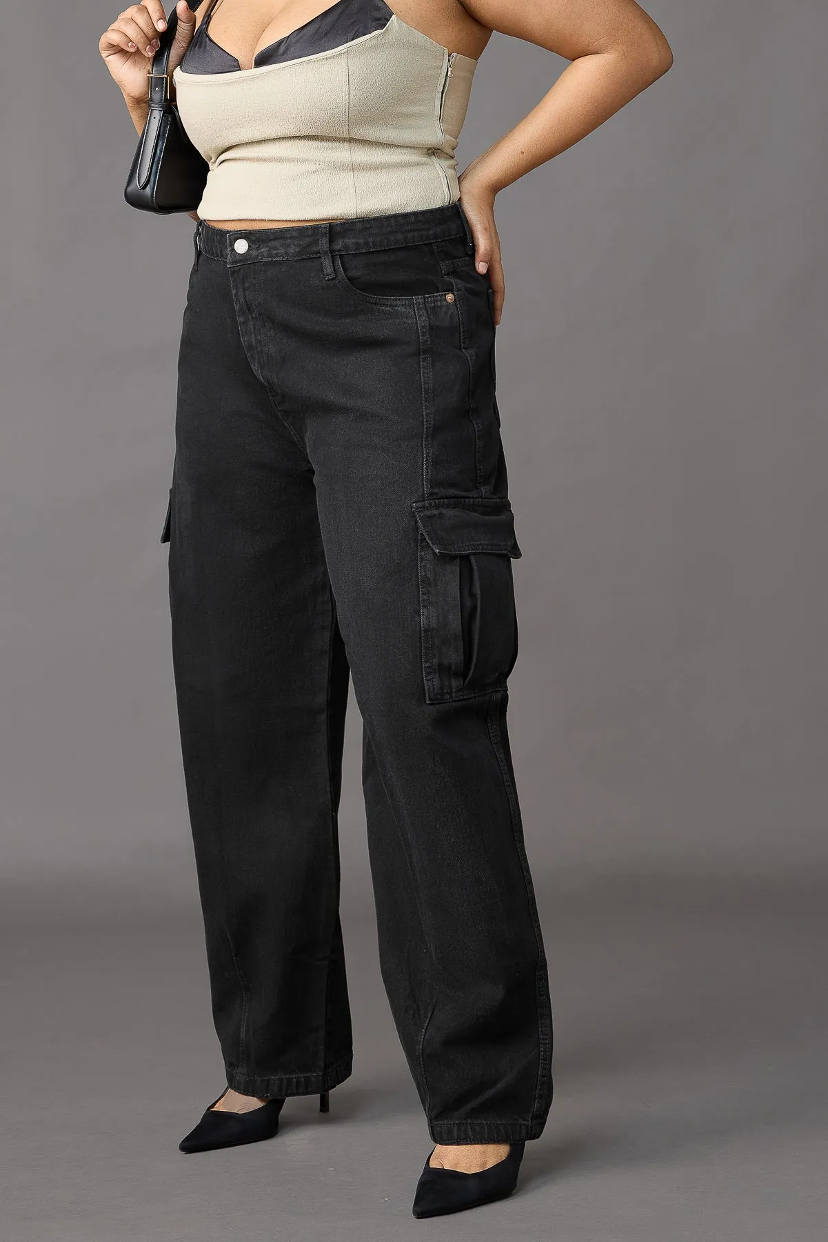 Onyx Opulence Curve Cargo Jeans