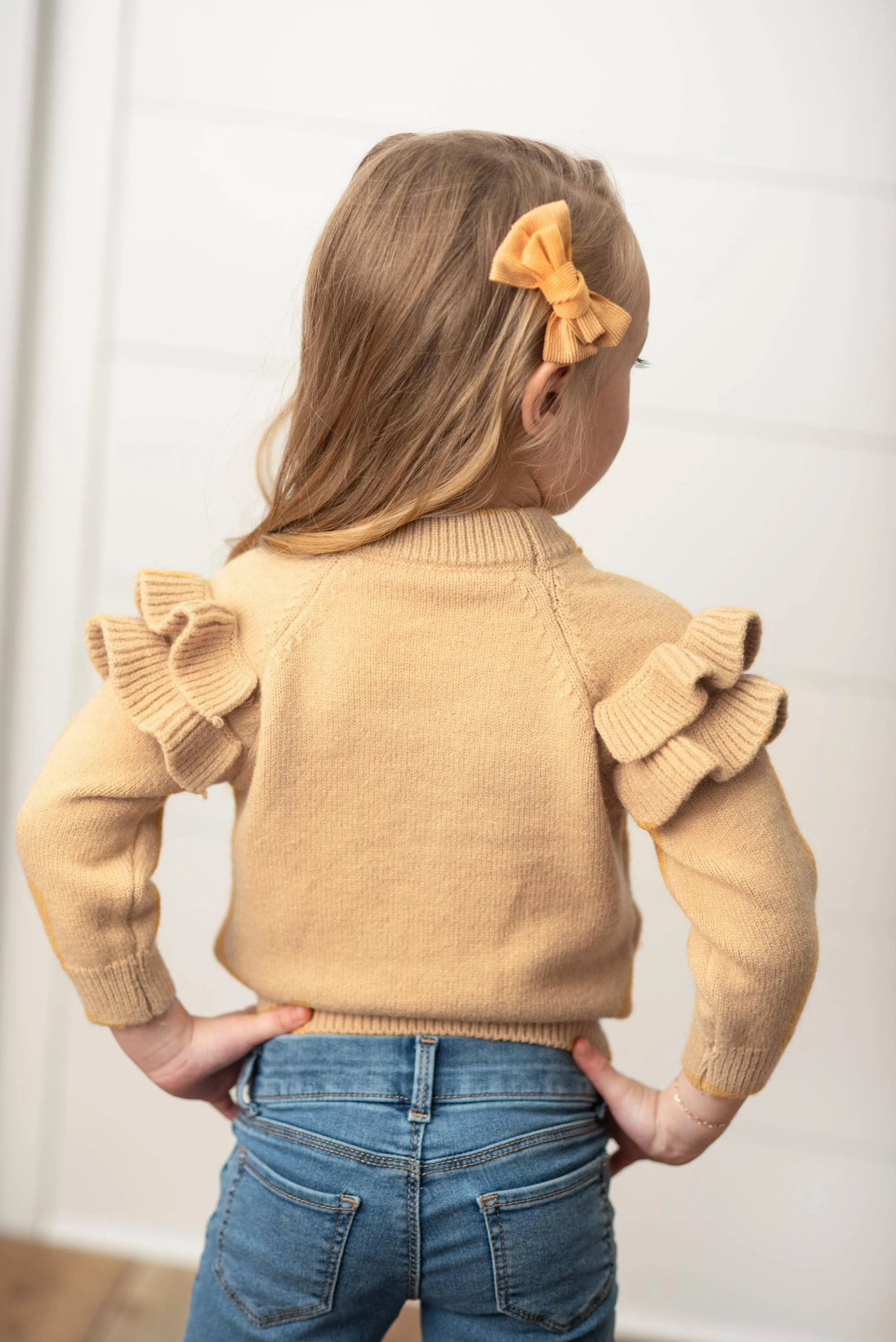 OOP Mustard Double Ruffle Crew Neck Sweater