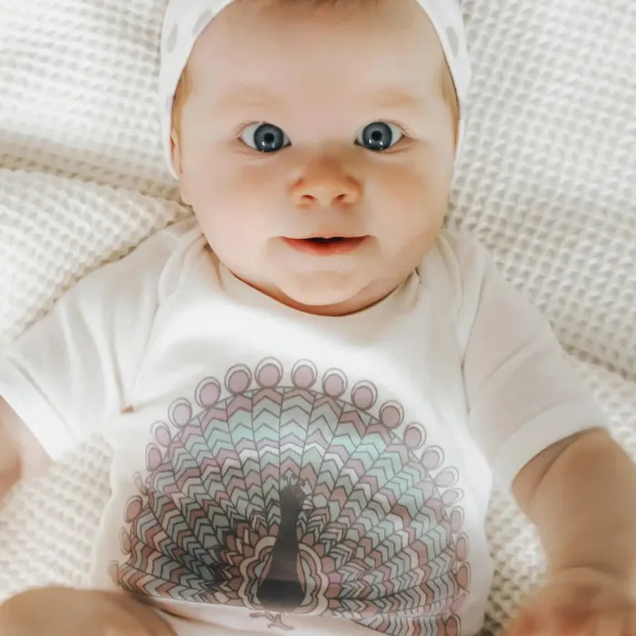 Organic Baby Graphic Bodysuit - Peacock