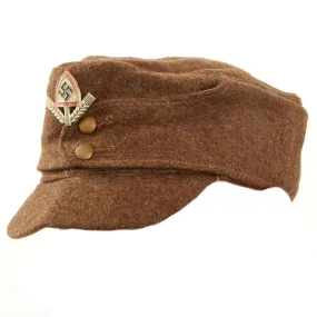 Original German WWII RAD Labor Service EM/NCO M43 Brown Wool Cap - Einheitsmütze