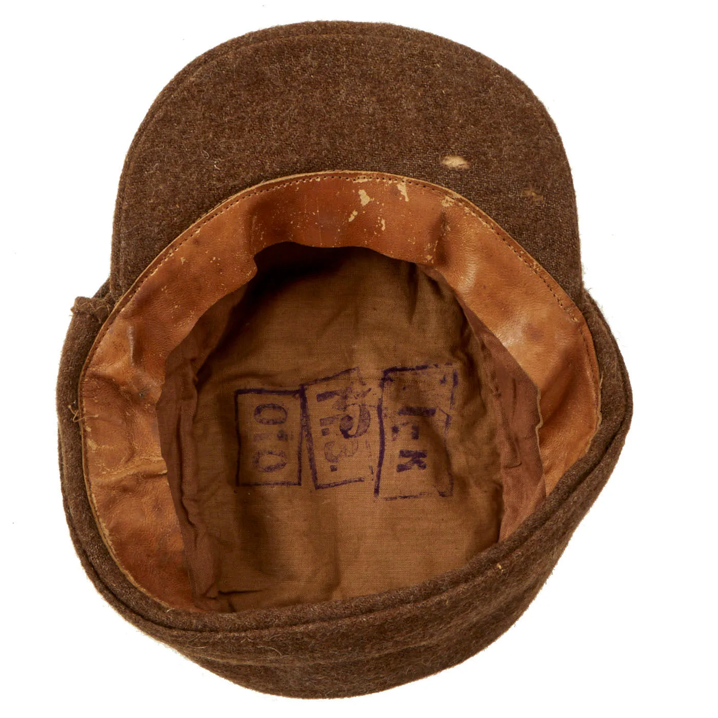 Original German WWII RAD Labor Service EM/NCO M43 Brown Wool Cap - Einheitsmütze