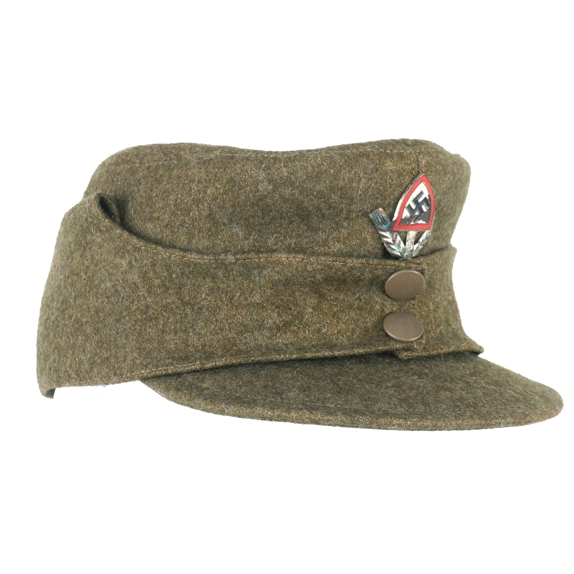 Original German WWII RAD Labor Service EM/NCO M43 Brown Wool Field Cap - Einheitsmütze