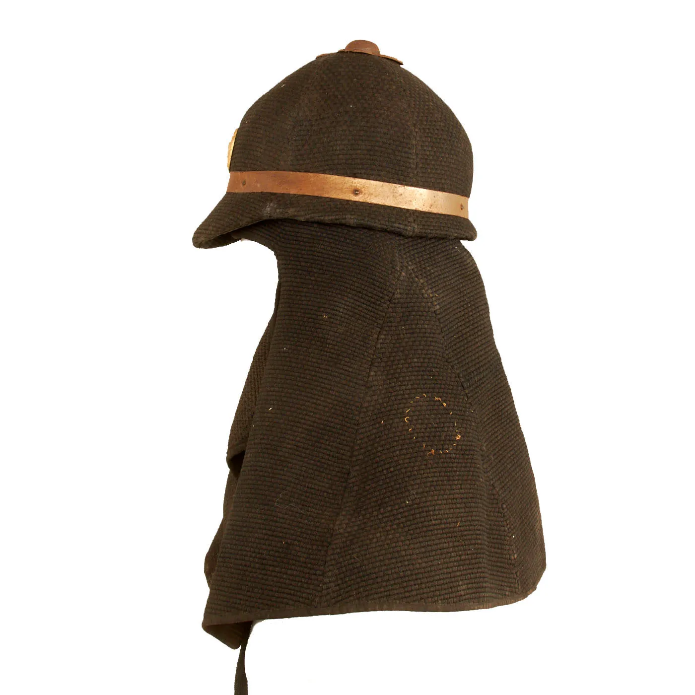 Original Japanese WWII Civil Defense Fire Brigade Helmet with Skirt