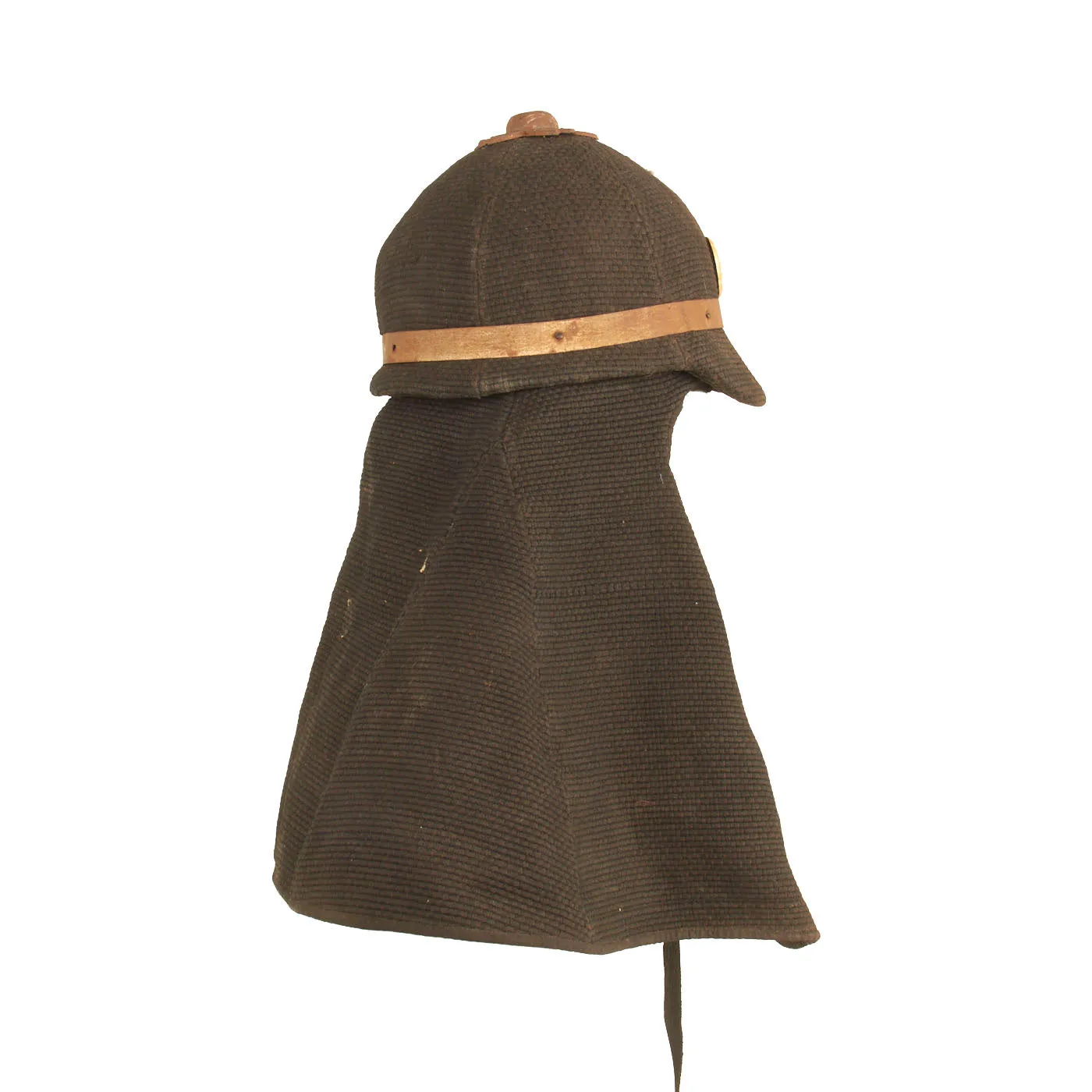 Original Japanese WWII Civil Defense Fire Brigade Helmet with Skirt