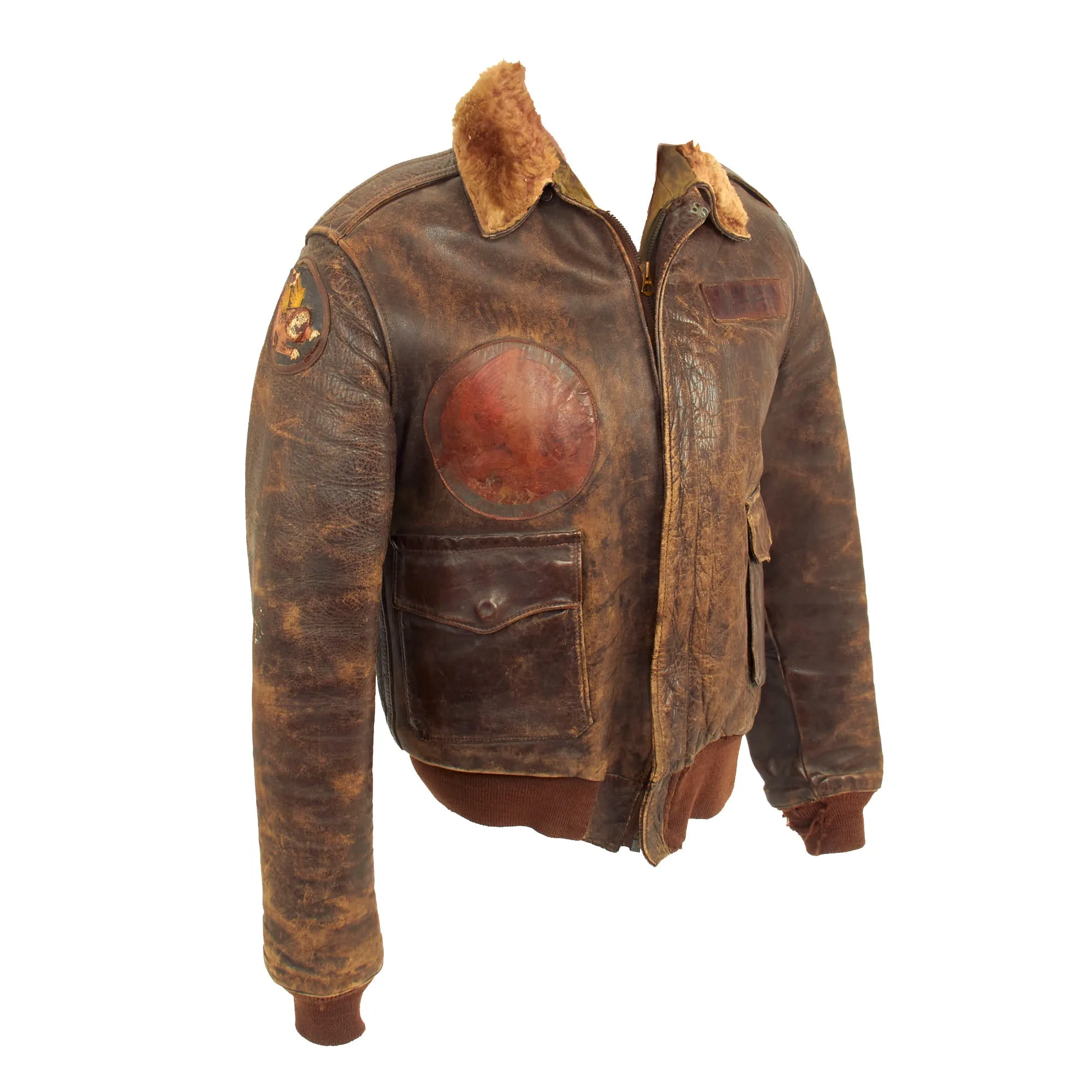 Original U.S. WWII Named 14th Air Force, 425th Bomb Squadron, 308th Bomb Group Custom A-2 Flight Jacket With B-15 Jacket Liner