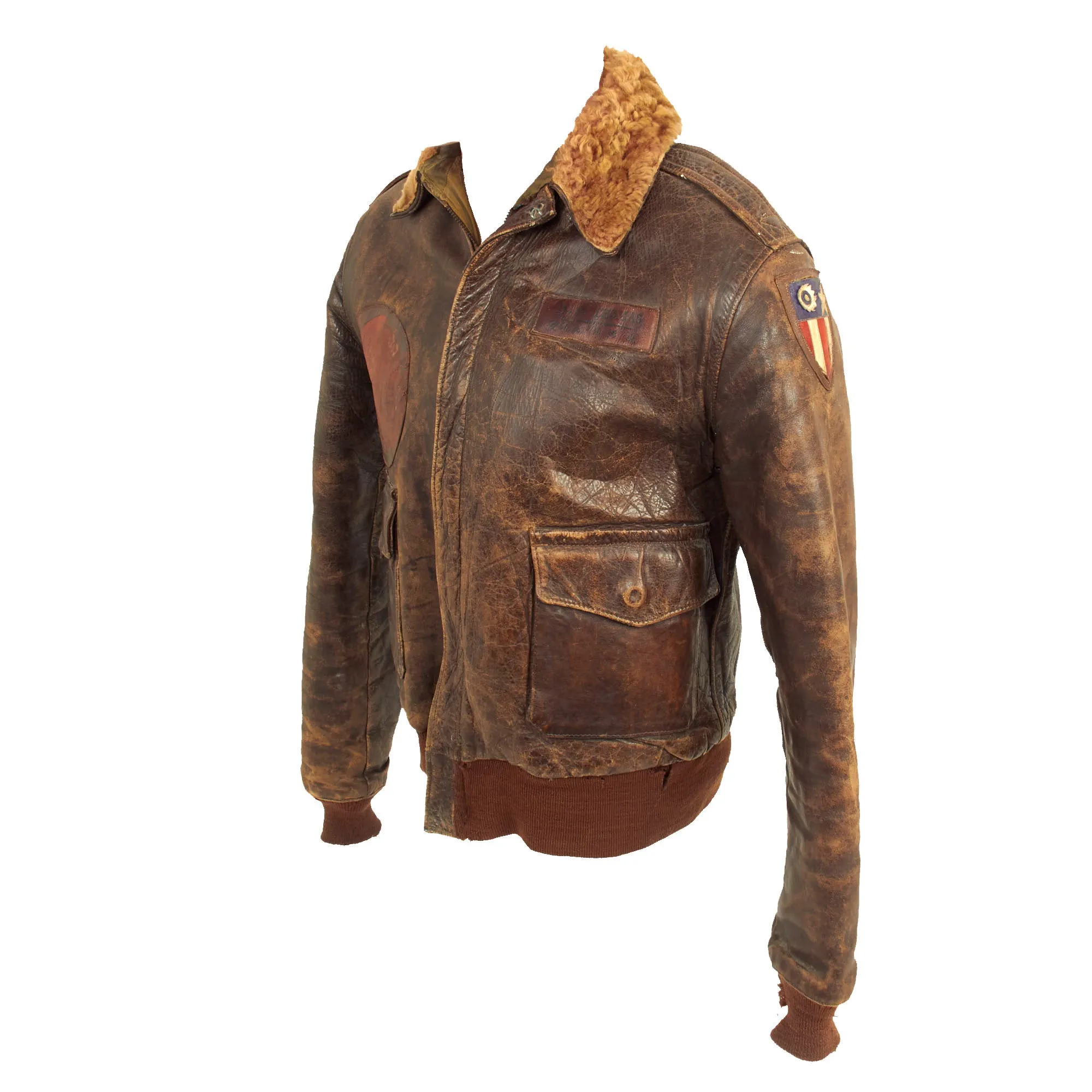 Original U.S. WWII Named 14th Air Force, 425th Bomb Squadron, 308th Bomb Group Custom A-2 Flight Jacket With B-15 Jacket Liner