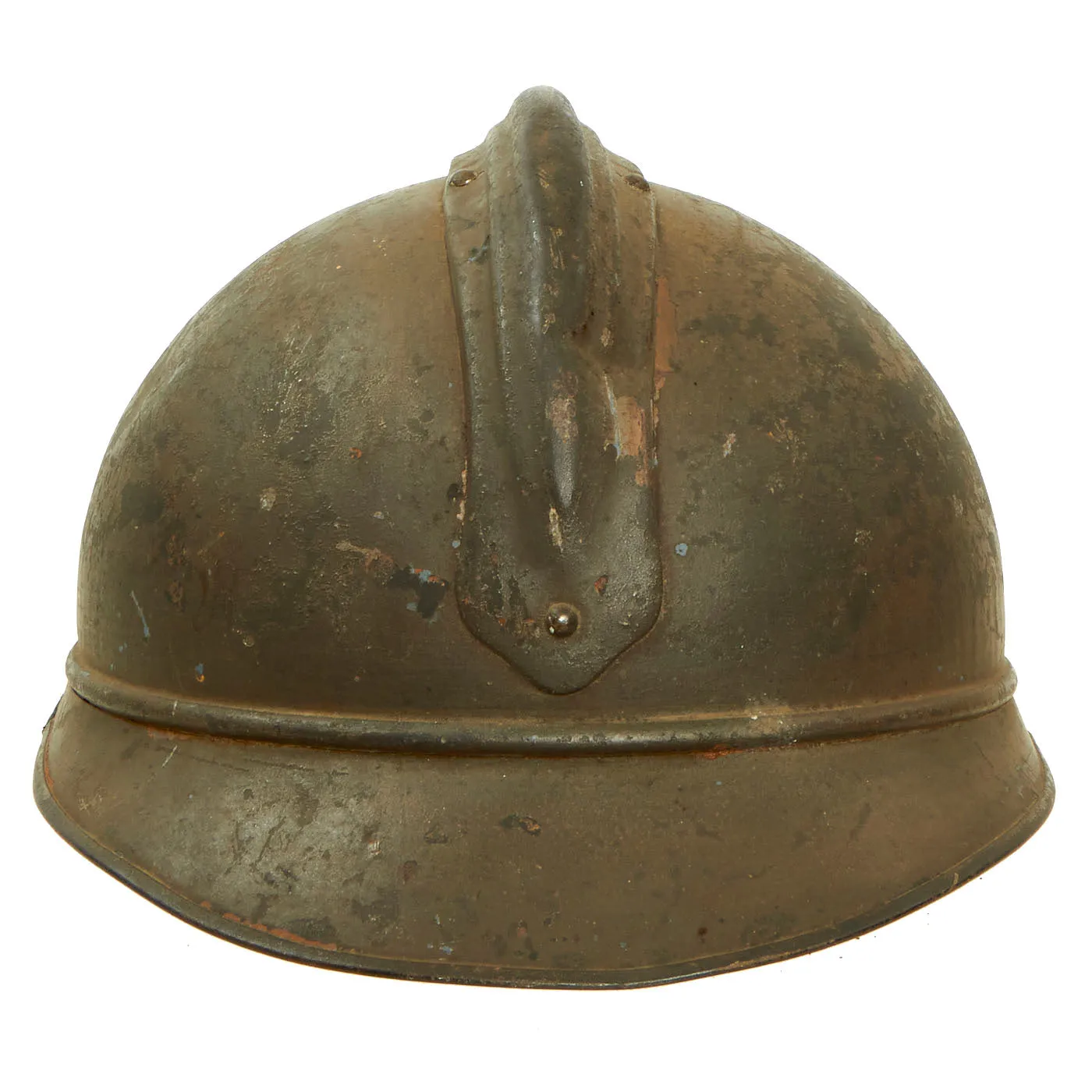 Original WWI French Model 1915 Adrian Helmet For Colonial Artillery Troops-Complete with 1st Pattern Liner and Chinstrap