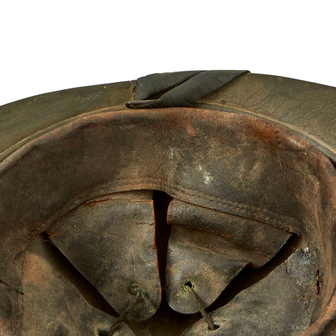 Original WWI French Model 1915 Adrian Helmet For Colonial Artillery Troops-Complete with 1st Pattern Liner and Chinstrap