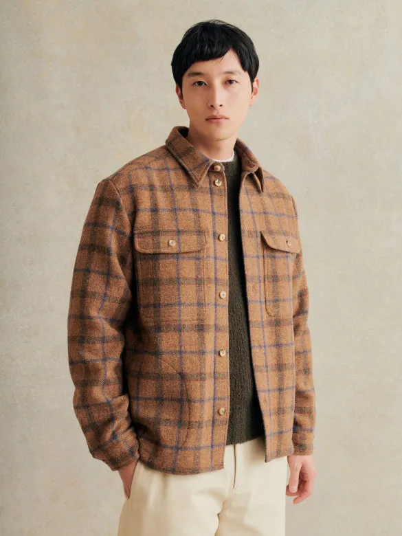 Overshirt Italian Brushed Wool - Gold Check