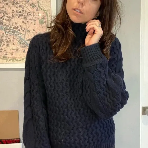 Oversized Navy Sweater - XS