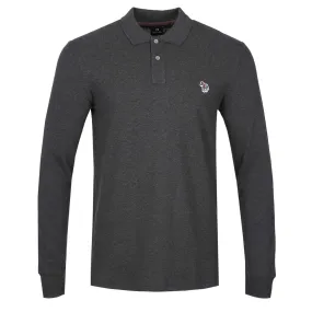 Paul Smith Zebra Badge LS Polo Shirt in Black Melange