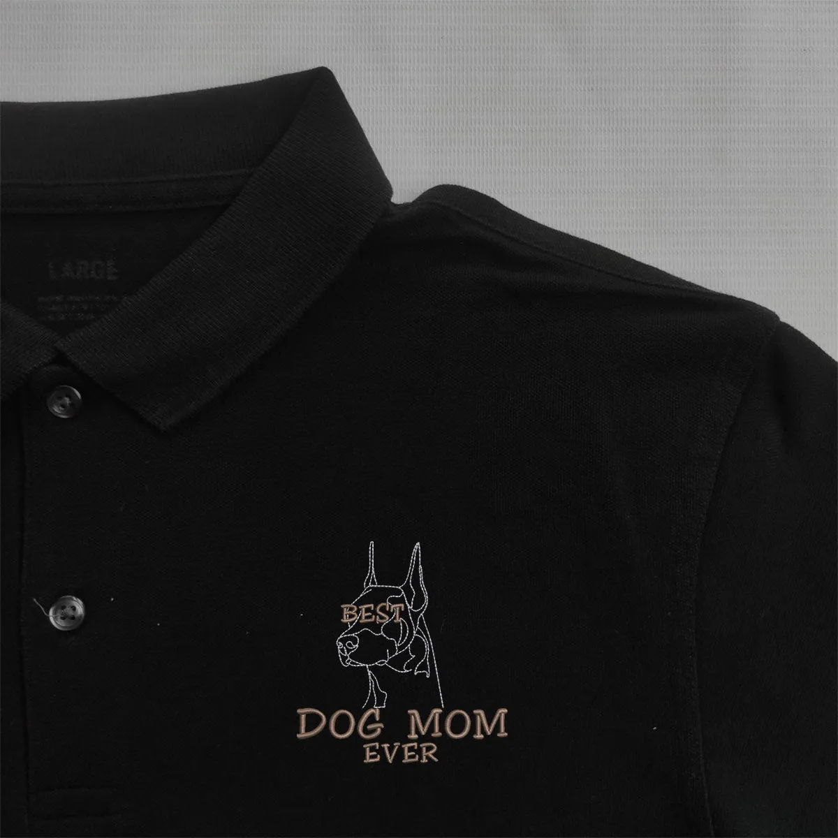 Personalized Best Doberman Dog Mom Ever Embroidered Polo Shirt, Custom Polo Shirt with Dog Name, Best Gifts For Doberman Lovers