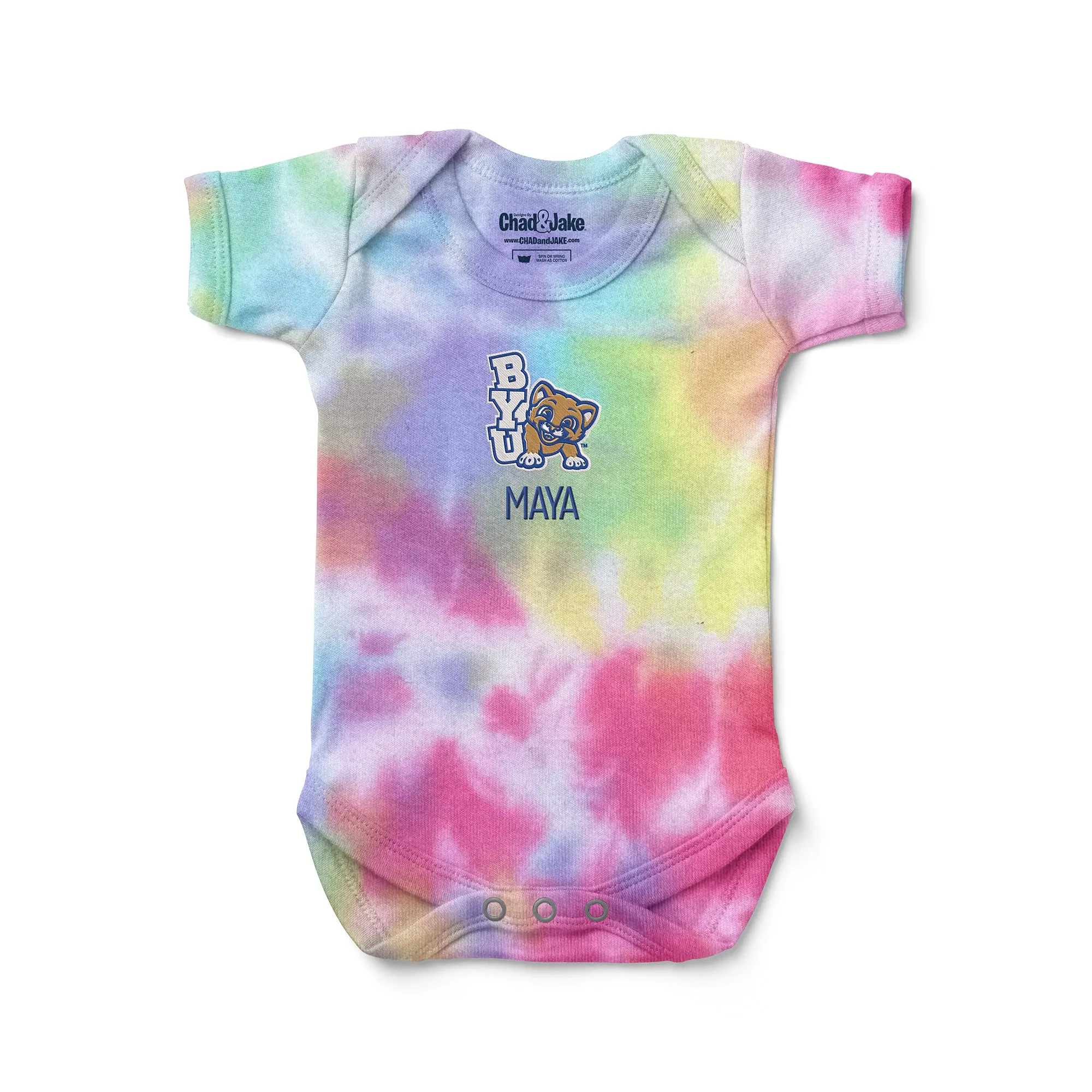 Personalized Brigham Young Cougars Youth Tie Dye Bodysuit