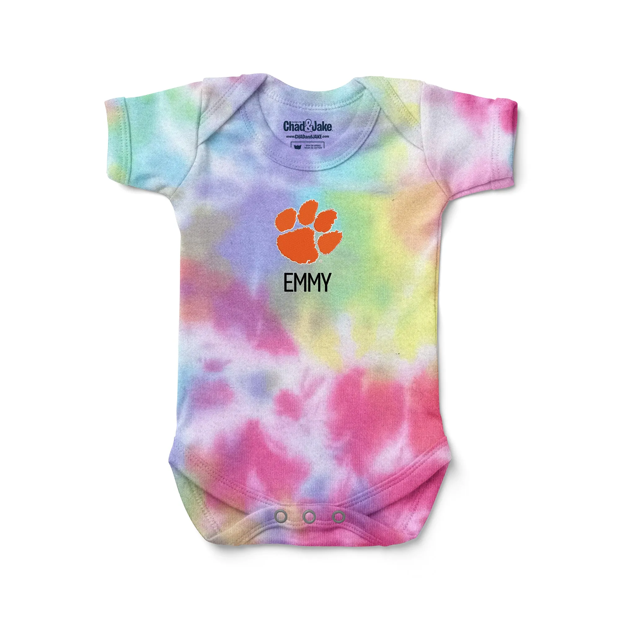 Personalized Clemson Tigers Tie Dye Bodysuit