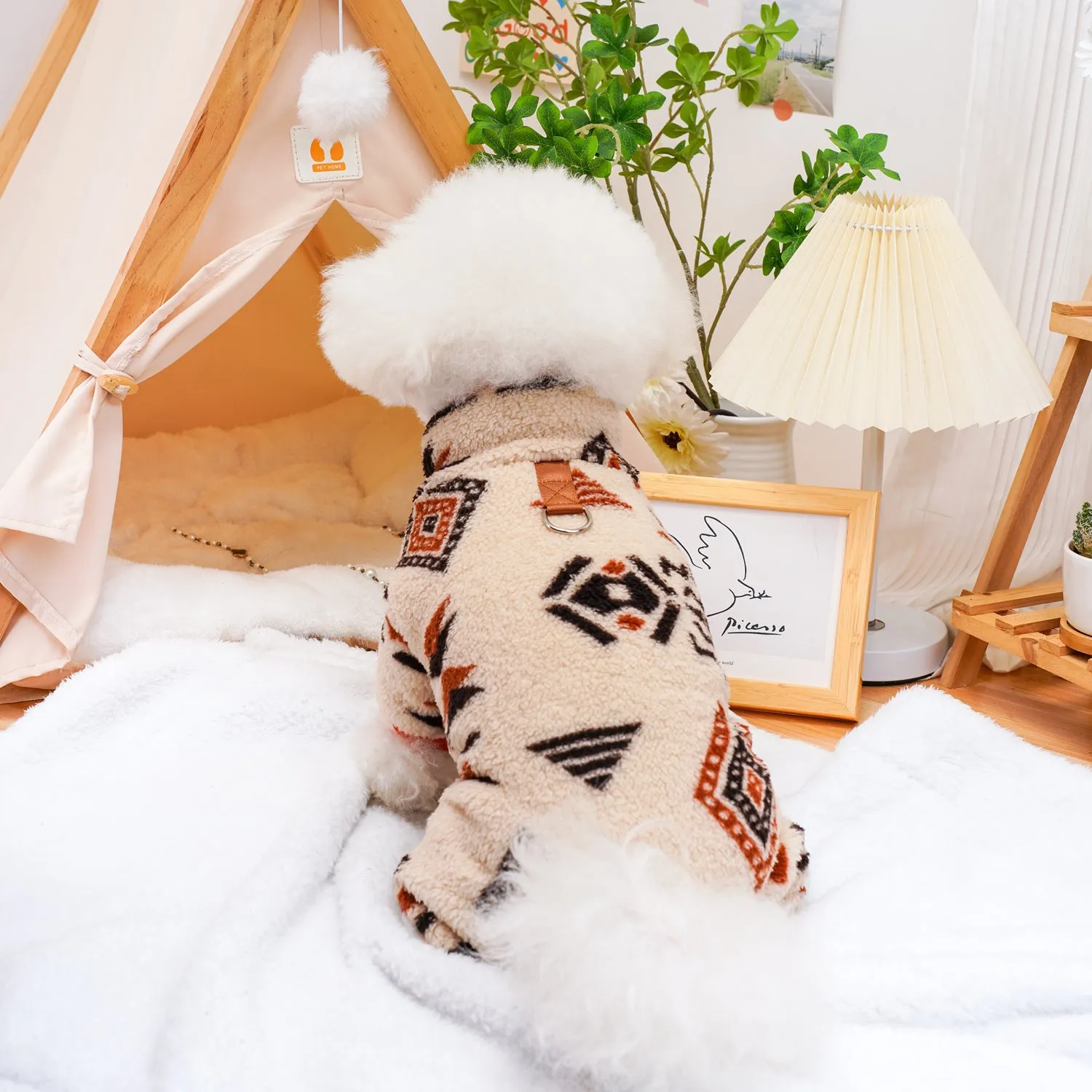 Pet Dog Clothes Autumn & Winter Retro Plush Four-Legged Woolen Outfit | Bichon, Teddy Small Dog Warm Clothing