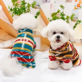 Pet Dog Clothes Autumn & Winter Retro Plush Four-Legged Woolen Outfit | Bichon, Teddy Small Dog Warm Clothing