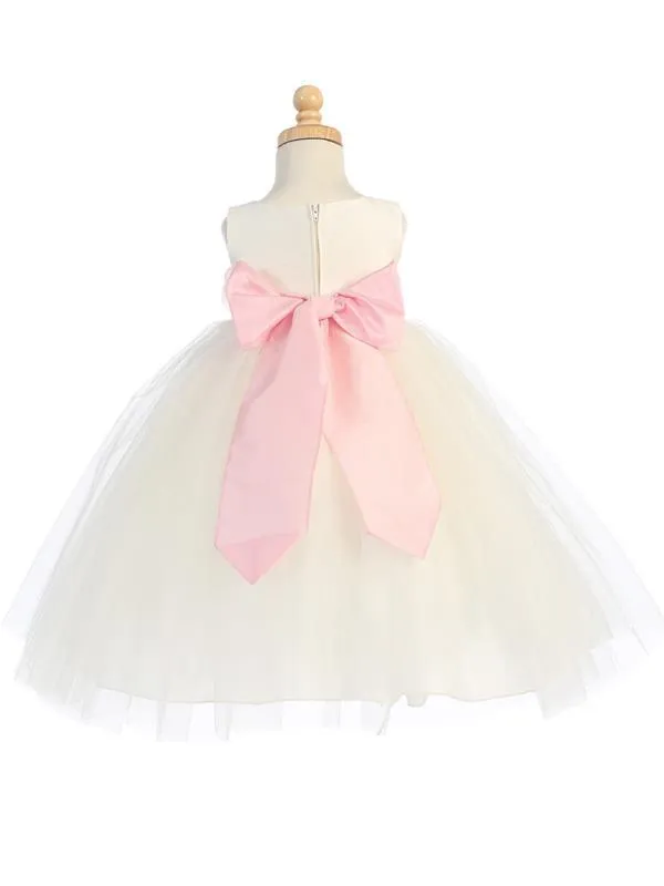 Pink Flower Girl Dress w/ Choice of Flower & Sash (12-90P)