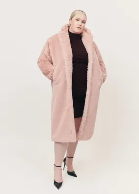 Pink Long Faux Fur Teddy Coat