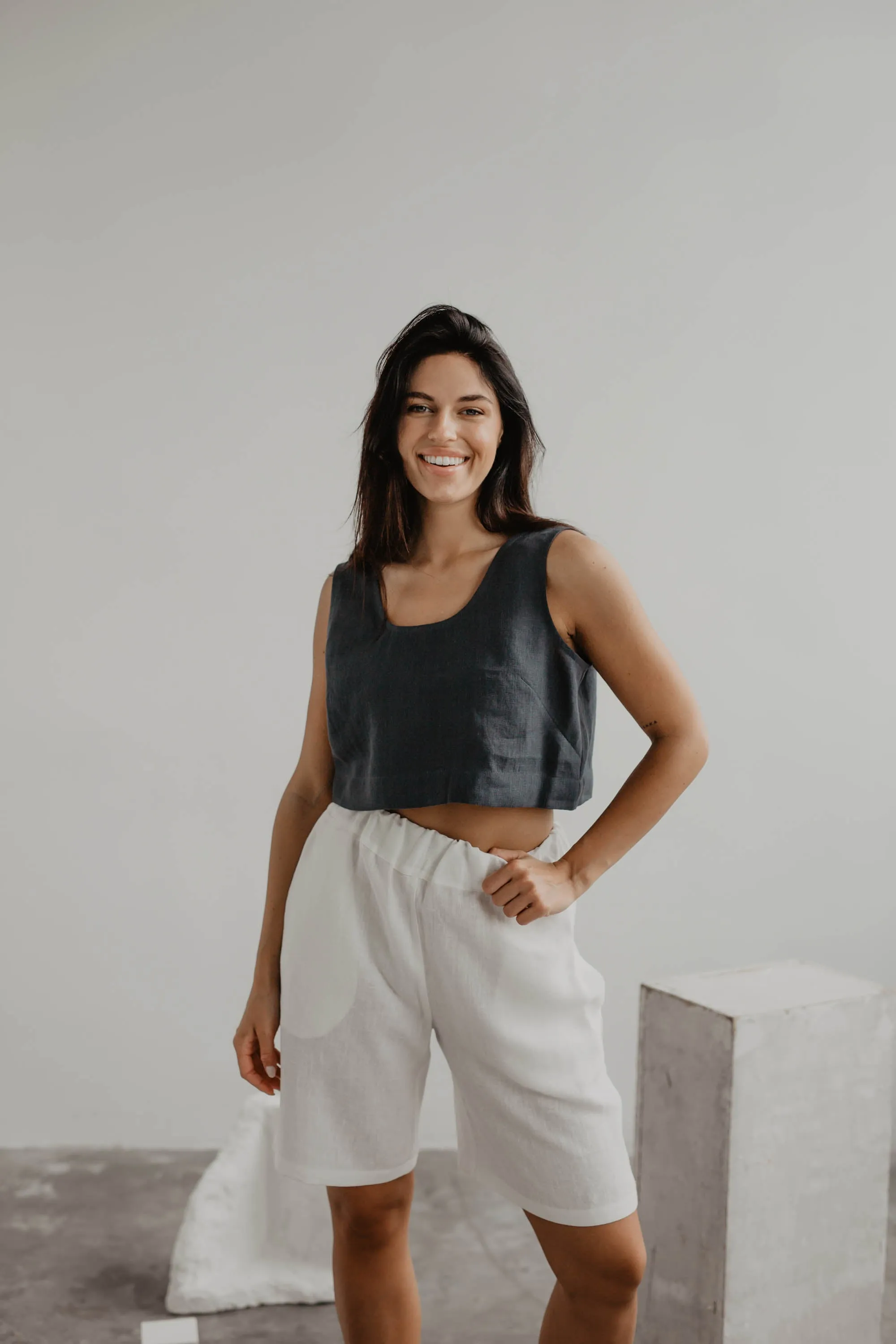 Pippa Mini Linen Crop Top