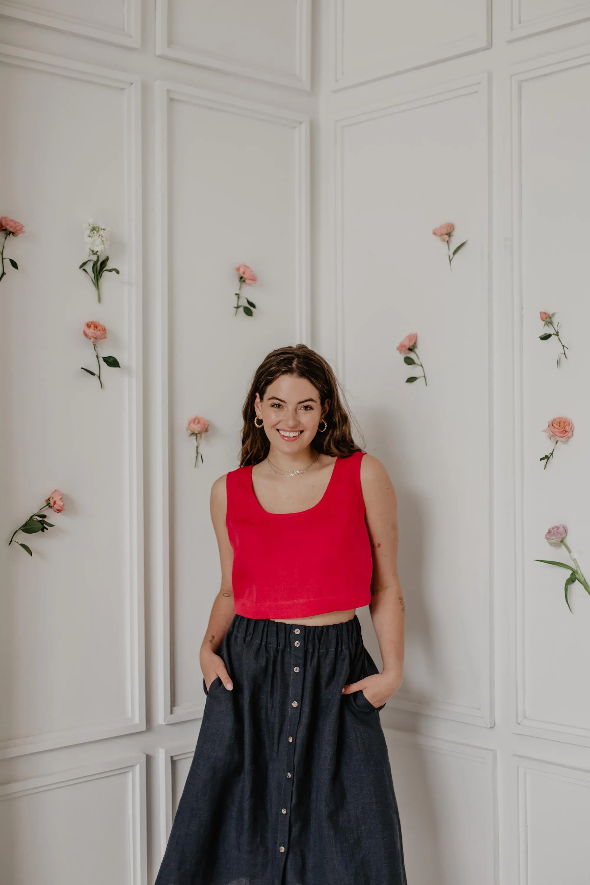 Pippa Mini Linen Crop Top