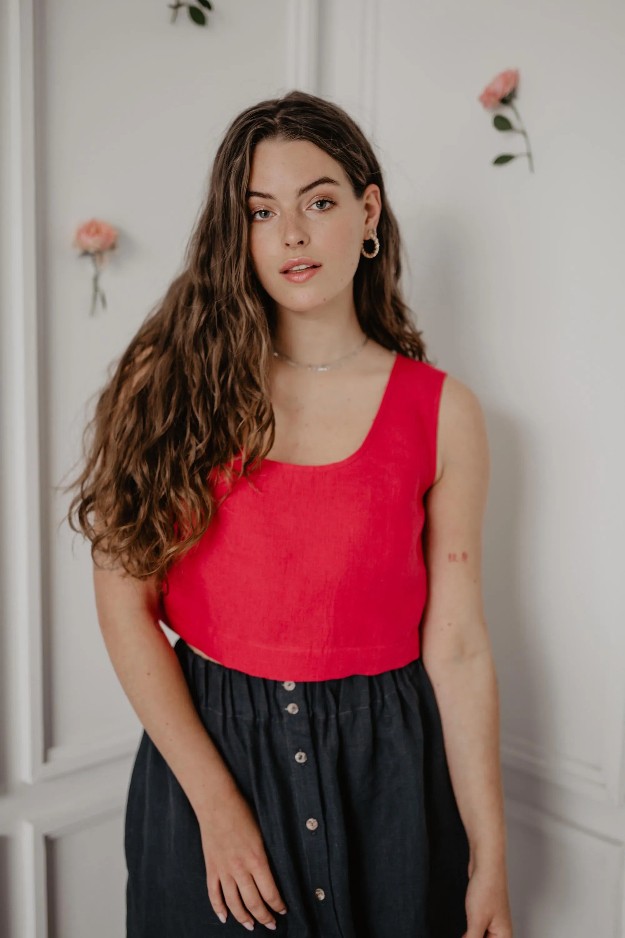 Pippa Mini Linen Crop Top