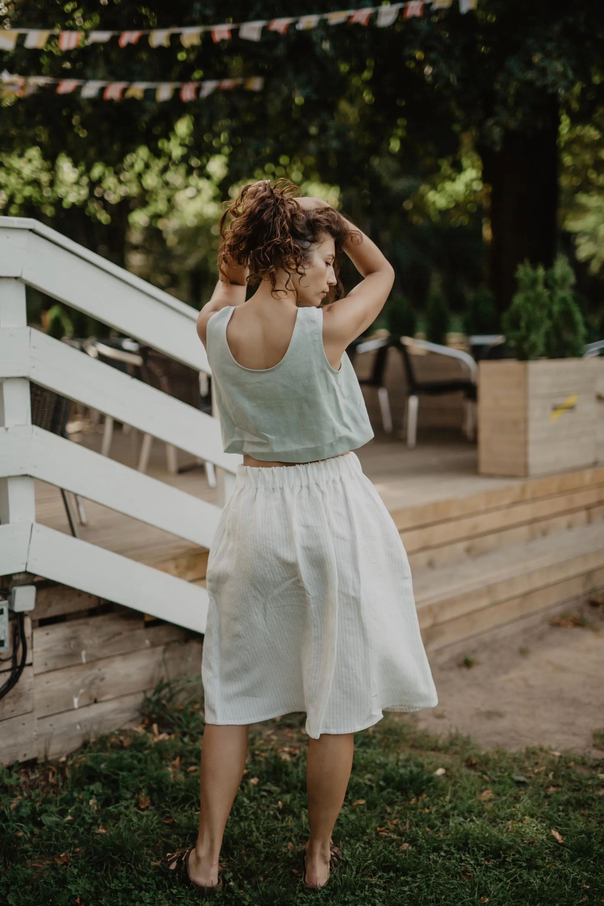 Pippa Mini Linen Crop Top