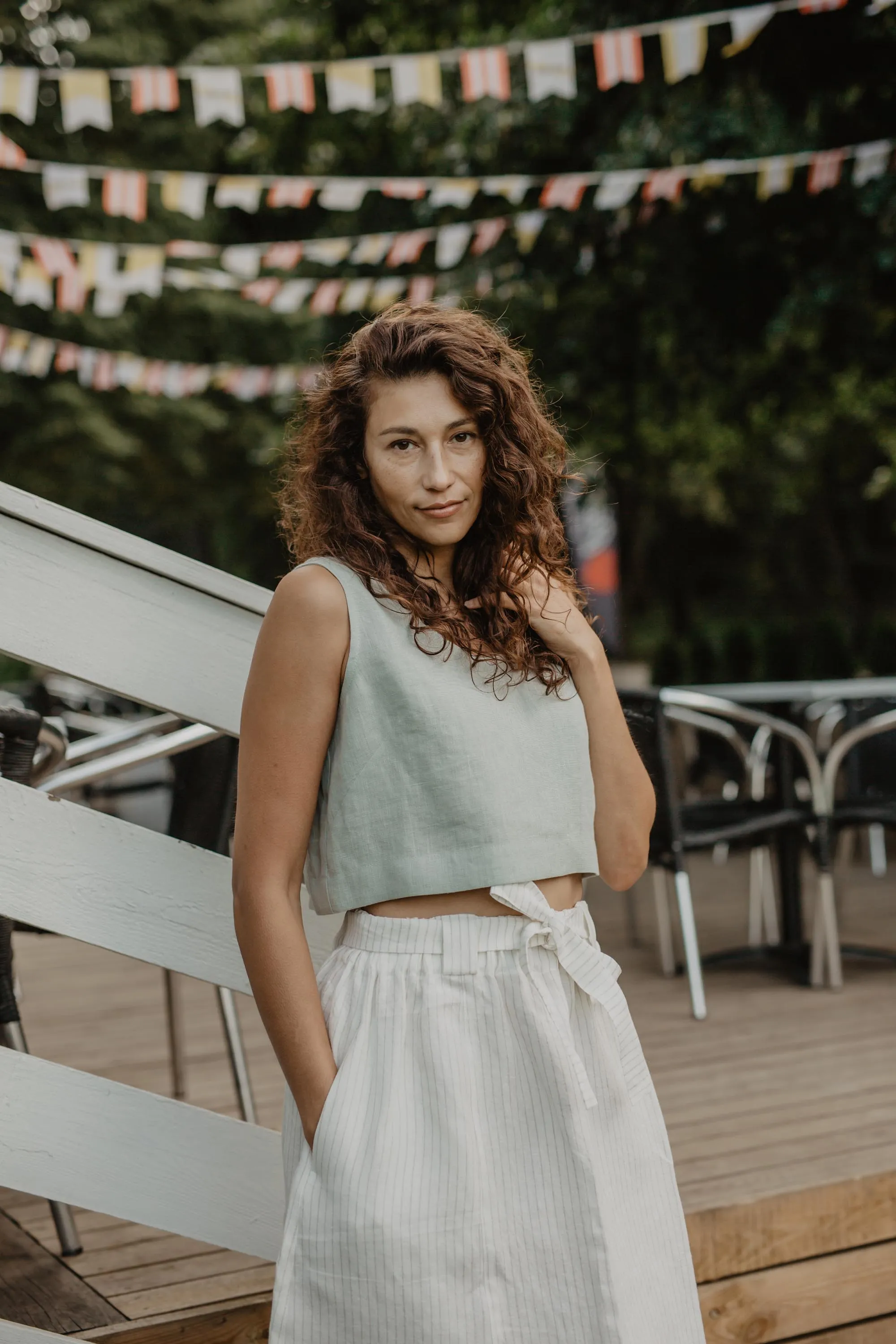 Pippa Mini Linen Crop Top