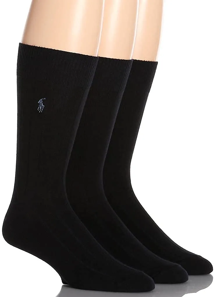 Polo Ralph Lauren Men's 3-Pack Combed Cotton Ribbed Crew Socks