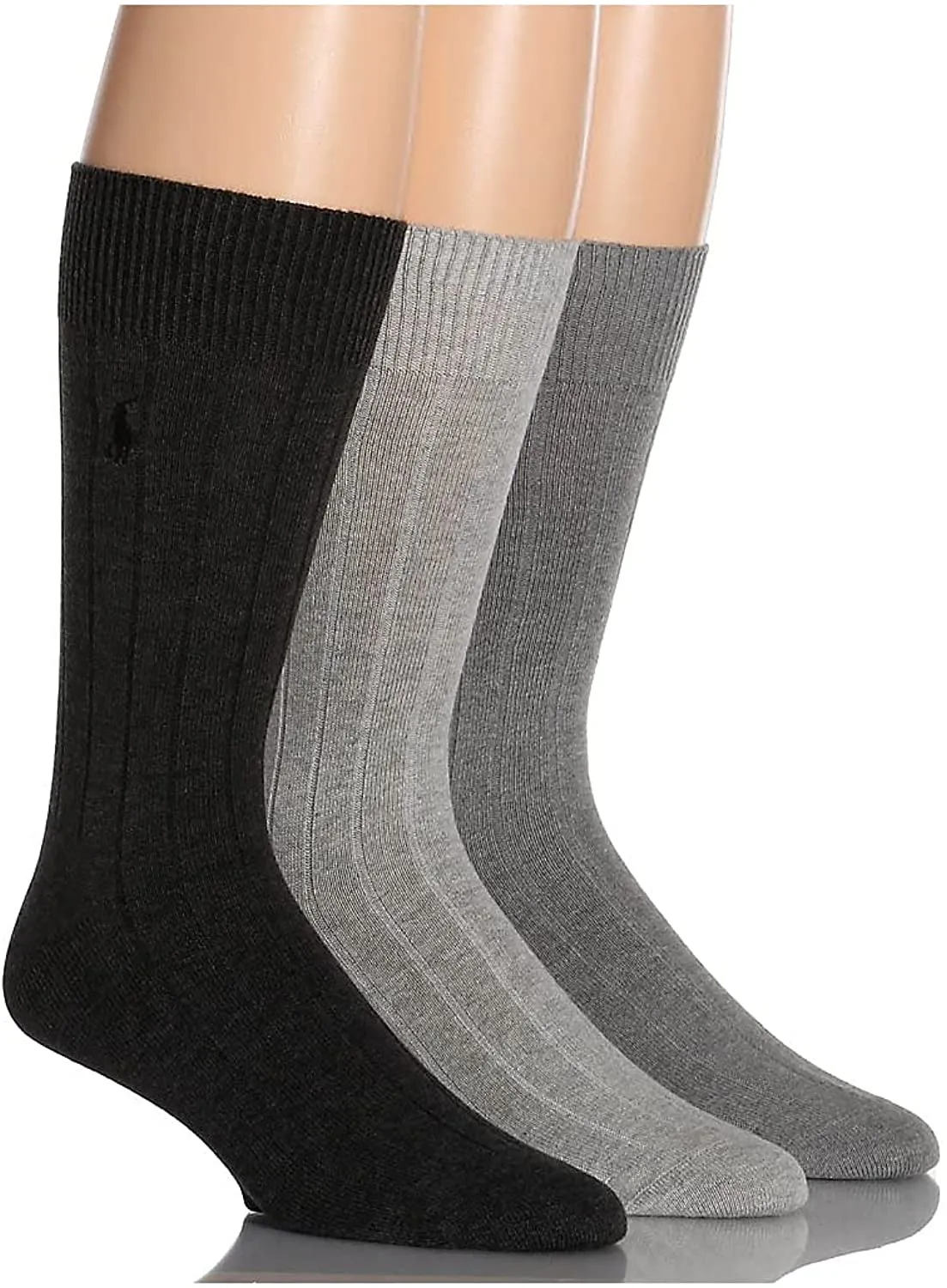 Polo Ralph Lauren Men's 3-Pack Combed Cotton Ribbed Crew Socks