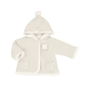 Pompon Knit Cardigan Hooded Jacket- Milk Vig