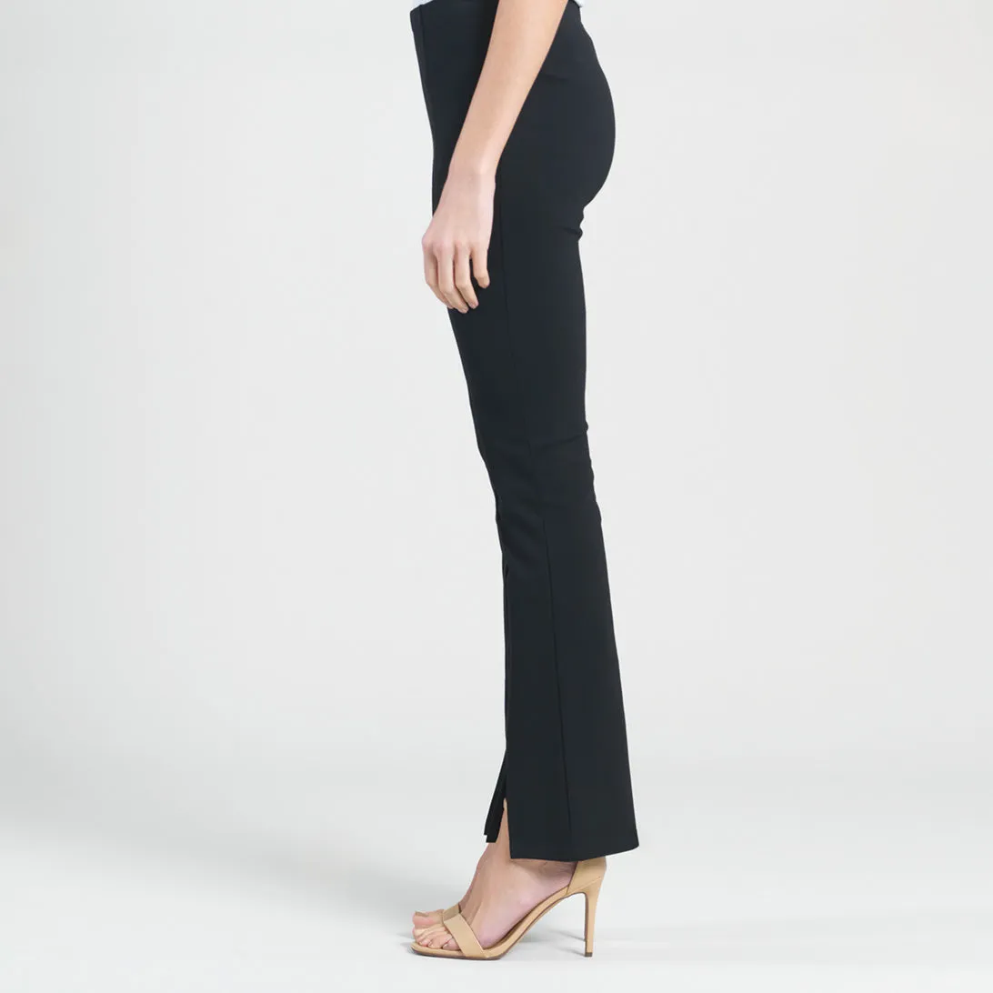 Ponte Knit - Kick Front Slit Pant - Black