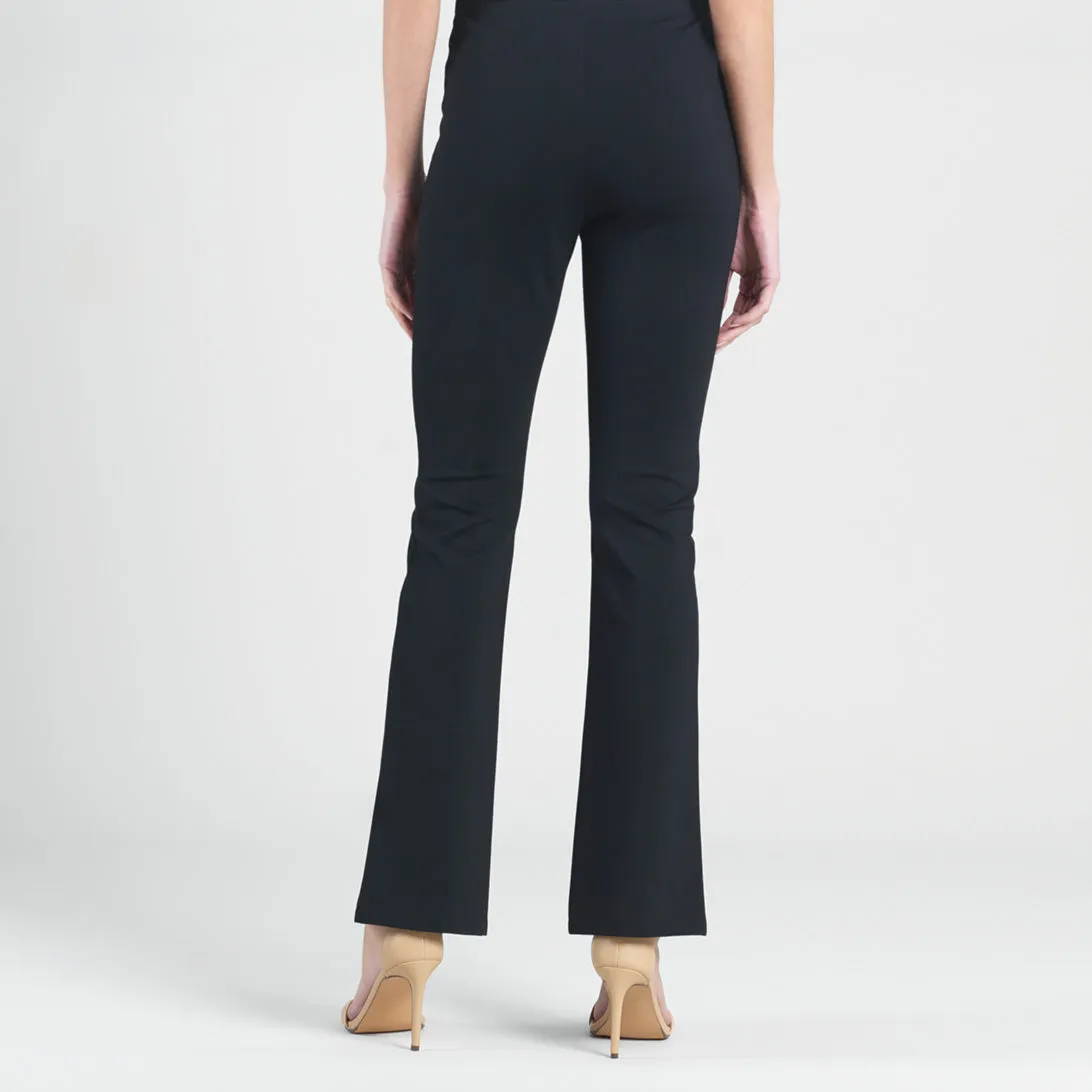 Ponte Knit - Kick Front Slit Pant - Black