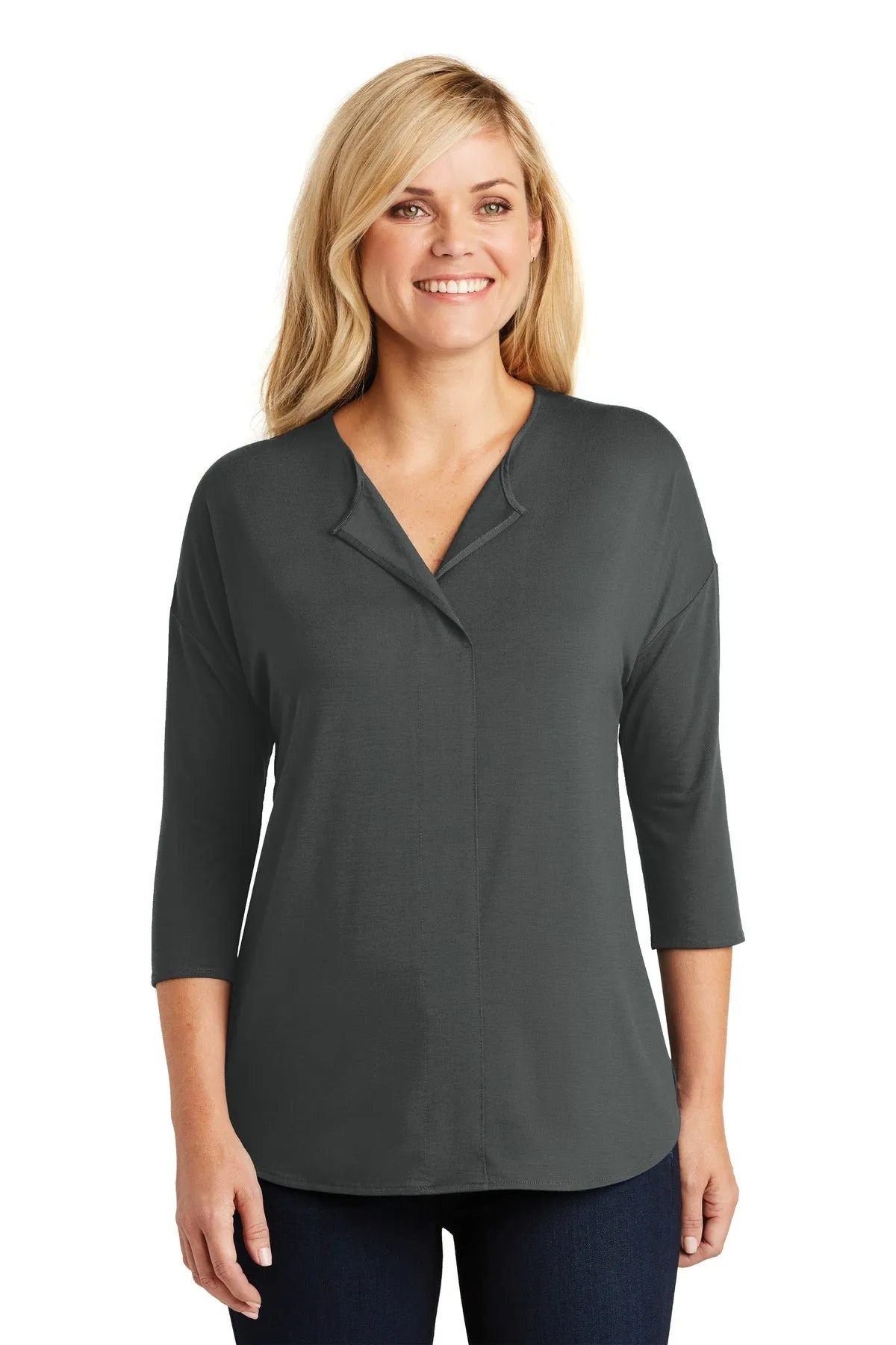 Port Authority® Ladies Concept 3/4-Sleeve Soft Split Neck Top. LK5433