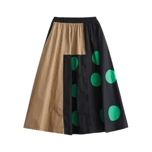 Pre Order:  Loose Printed Patchwork Elastic Waist Skirt