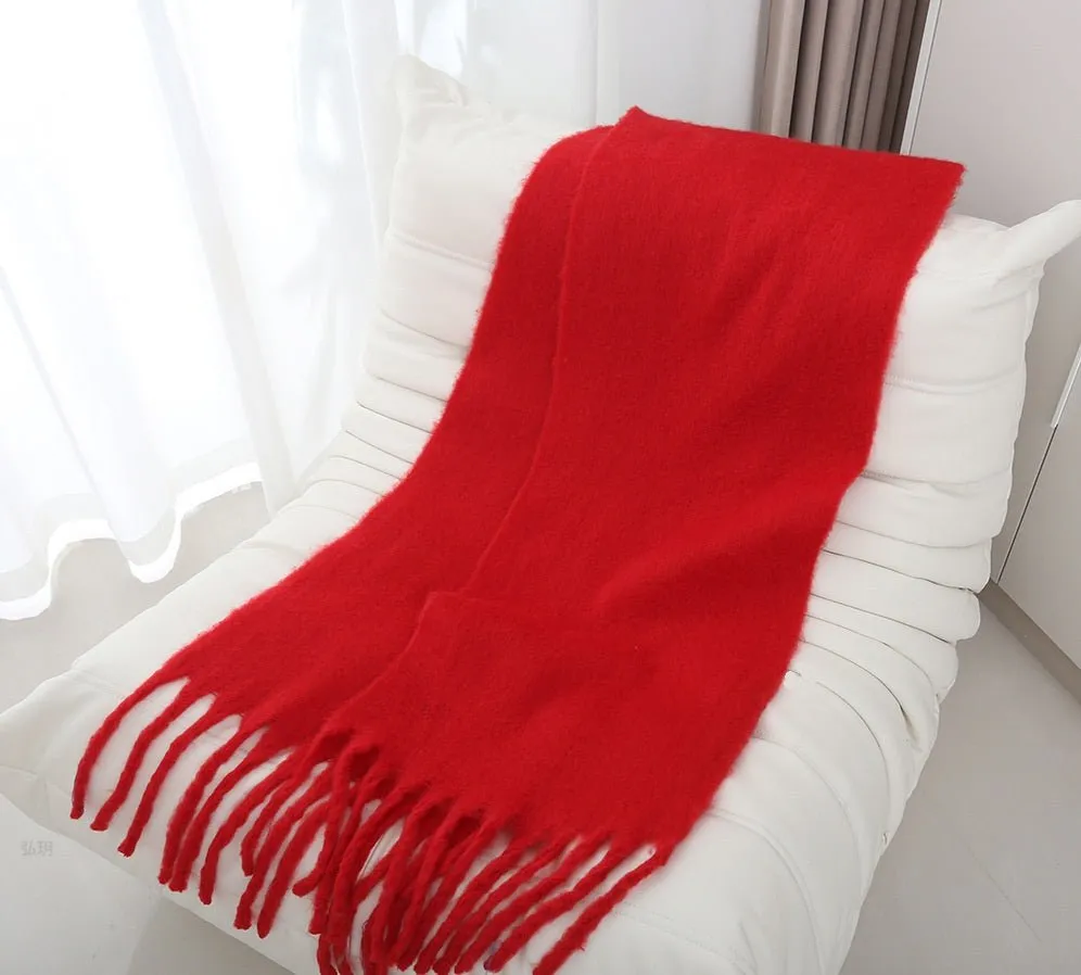 Pre Order:  Mohair Braided Tassel Thick Scarf