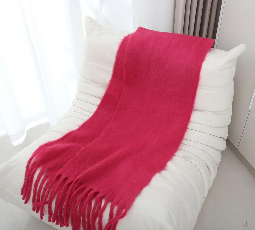 Pre Order:  Mohair Braided Tassel Thick Scarf