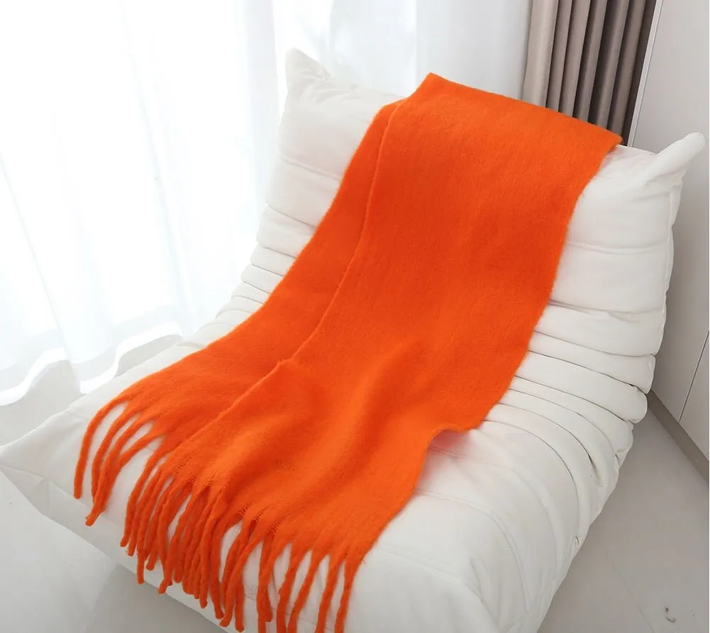 Pre Order:  Mohair Braided Tassel Thick Scarf