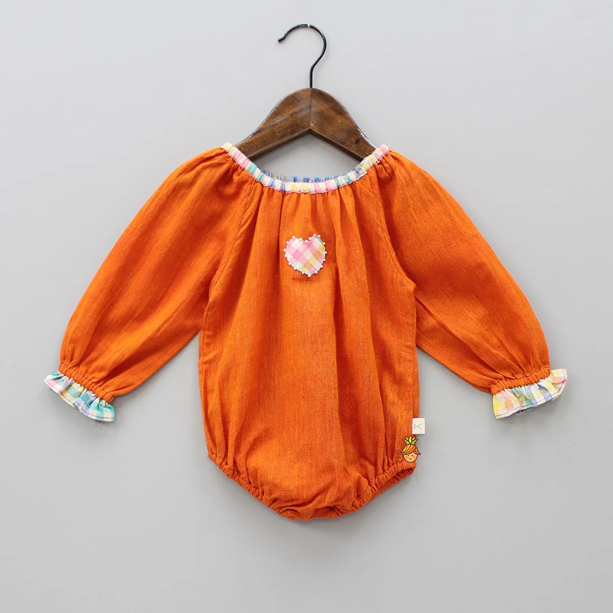 Pre Order: Orange Heart Patch Detailed Bodysuit