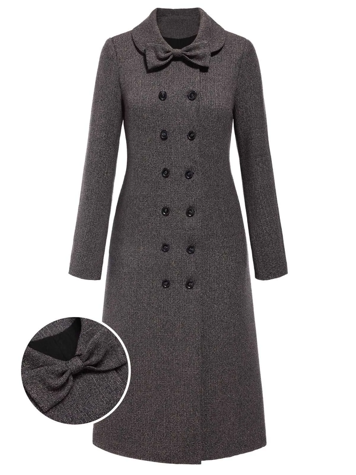 [Pre-Sale] Gray 1950s Bow Peter Pan Collar Coat