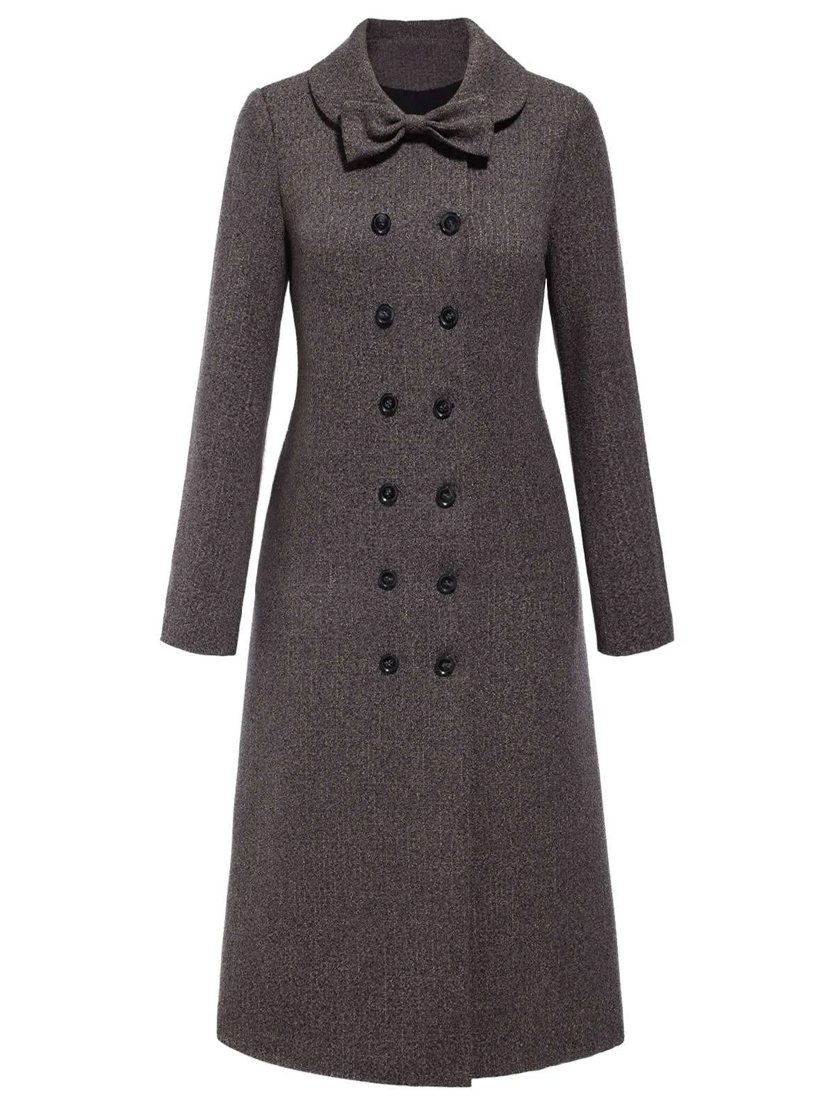 [Pre-Sale] Gray 1950s Bow Peter Pan Collar Coat