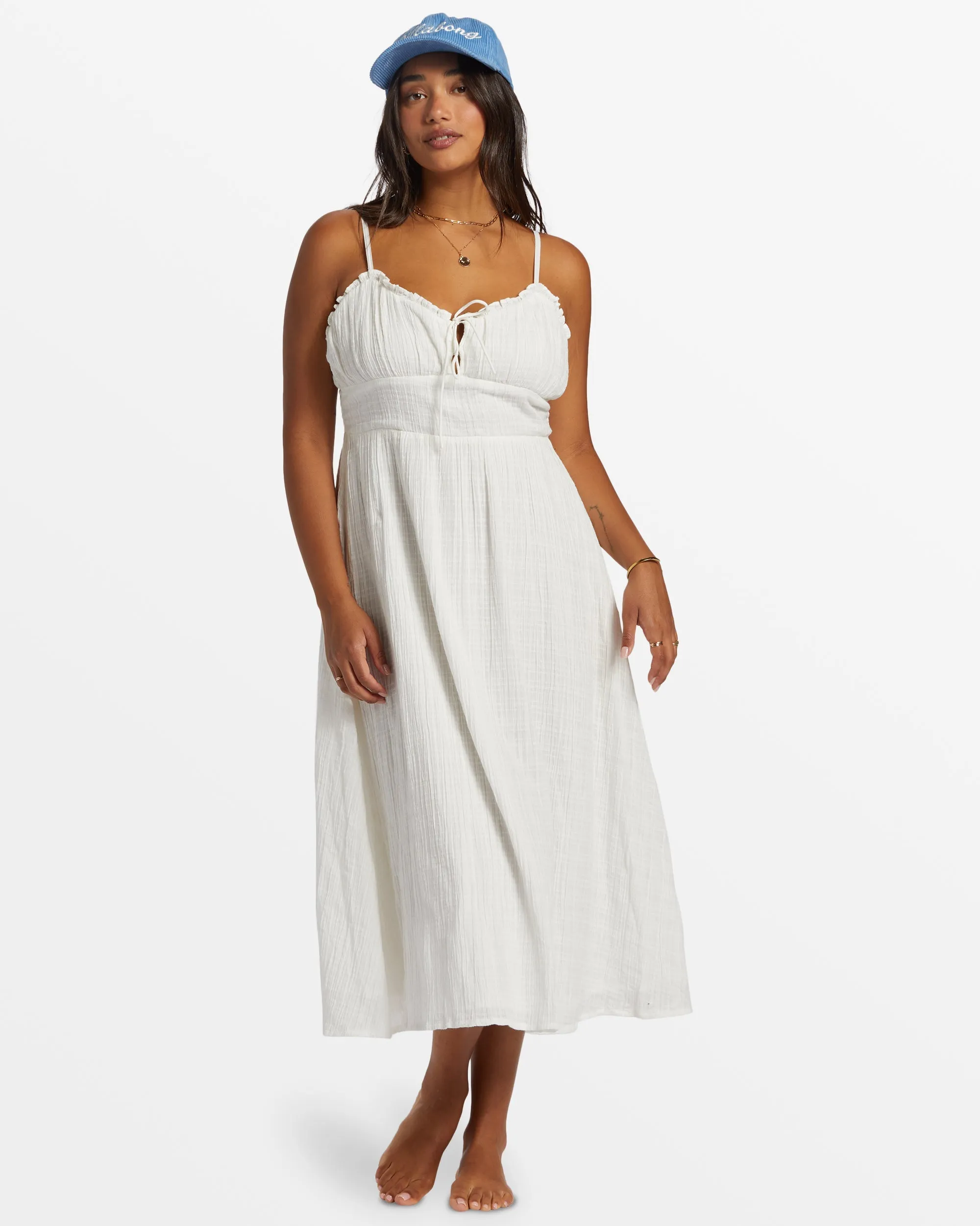 Pretty Perfect Sweetheart Midi Dress - Salt Crystal