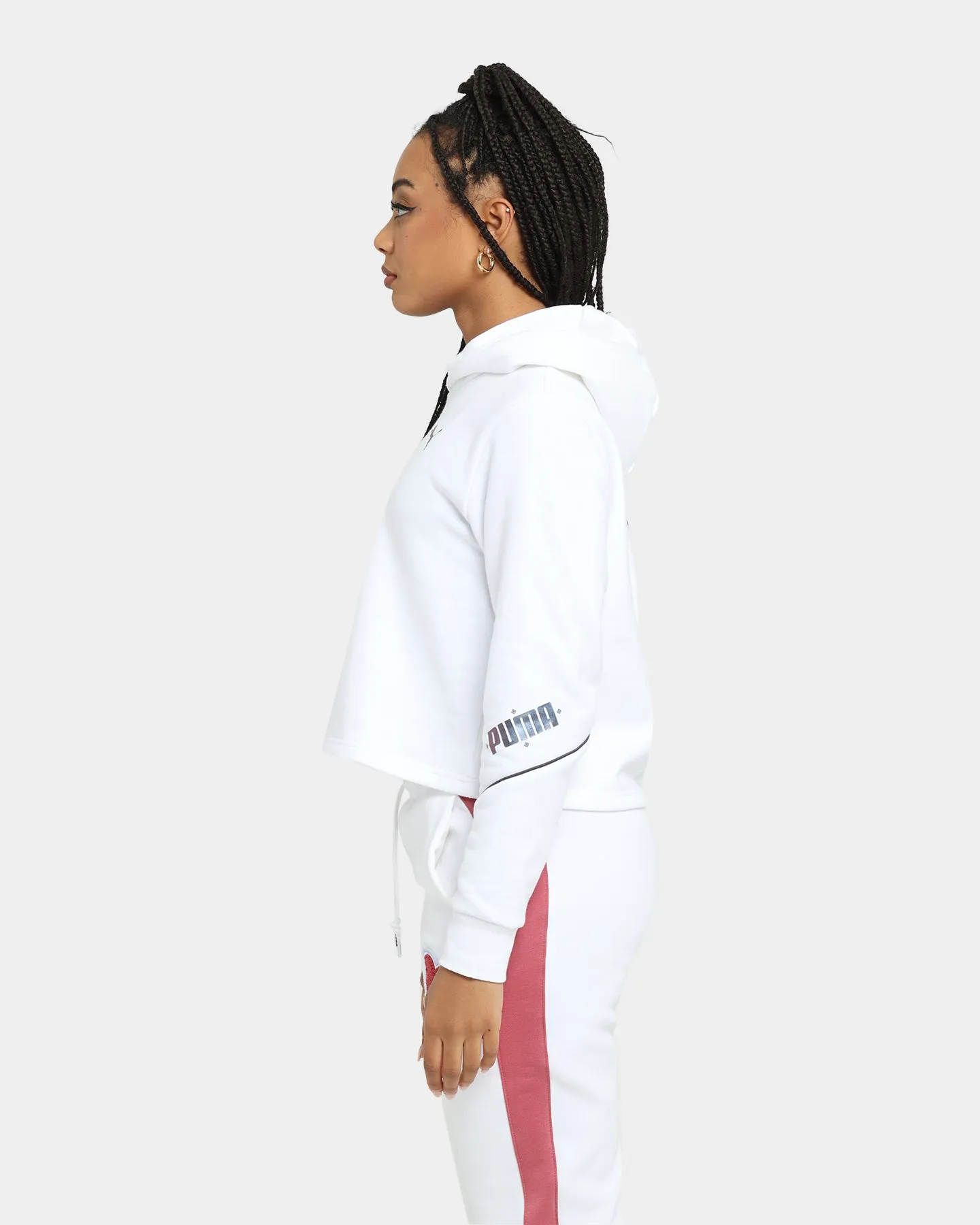 PUMA Women's Cyber Cropped Hoodie Puma White