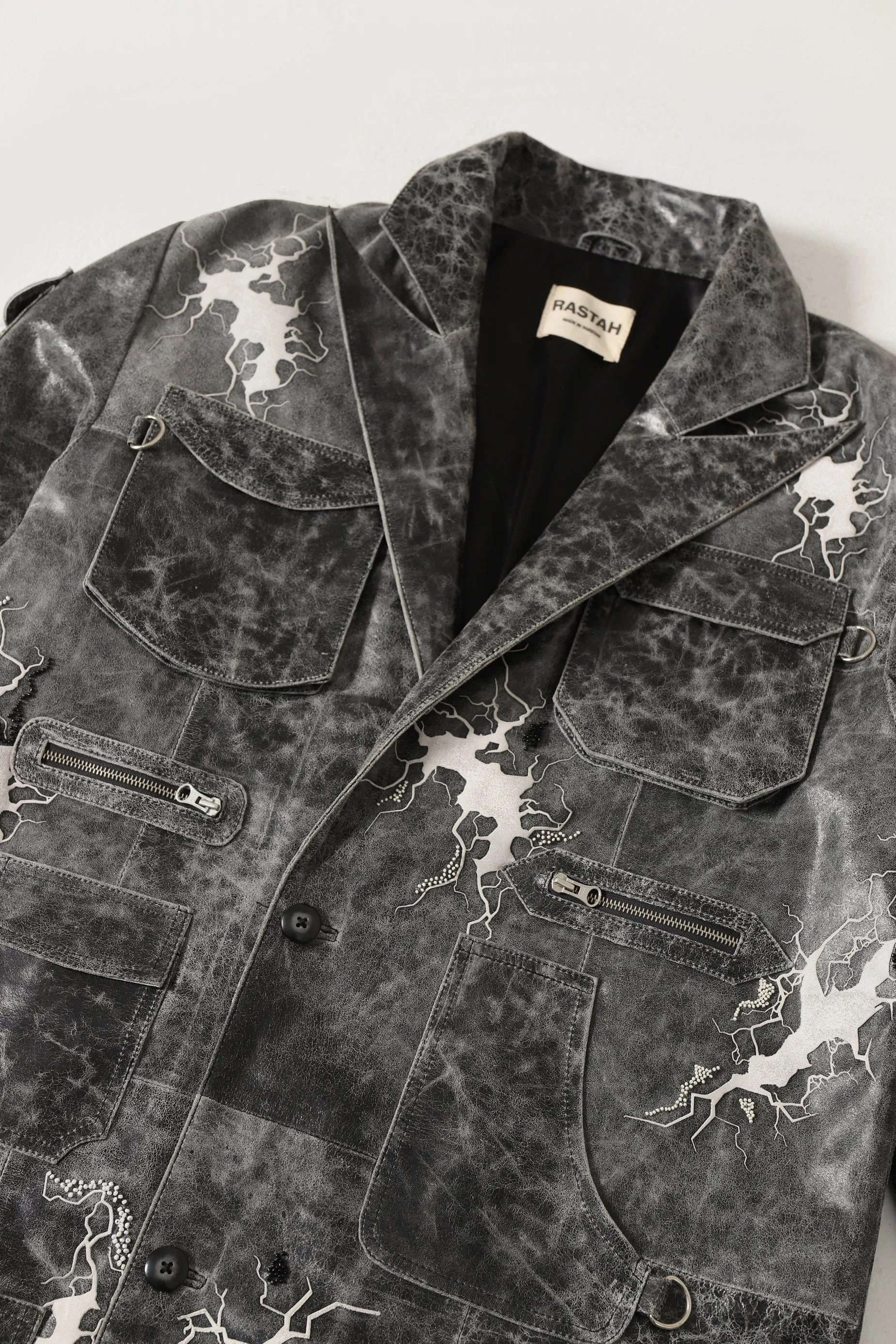 "AFTER HOURS" HAND EMBROIDERED LEATHER TRENCH COAT