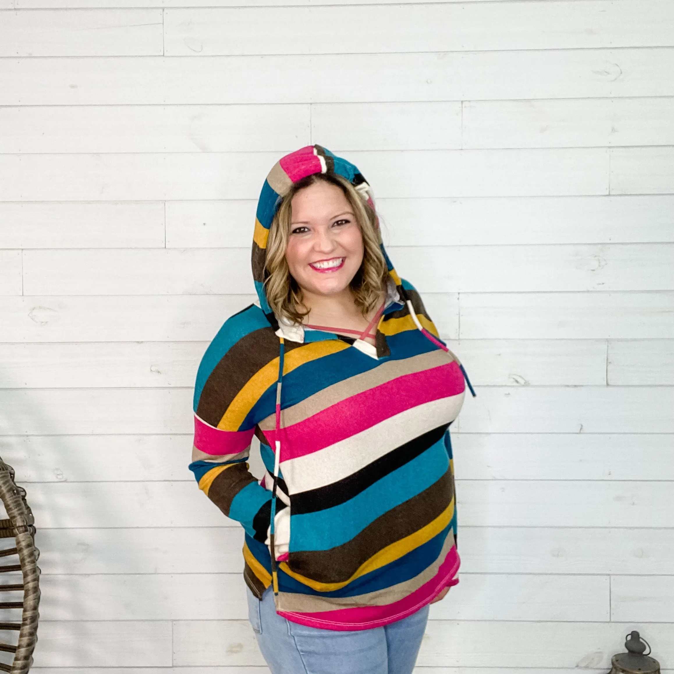 "Monique" Stripe Lightweight Hoodie