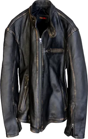 R79 Leather Jacket Distressed Black Vintage Fit