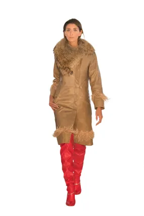 Raccoon Ostrich Feathers Reindeer Leather Trench- Limited Edition